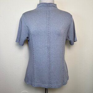 Gray Mock Neck Short Sleeve Top With Seam Detailing Women's Size Small